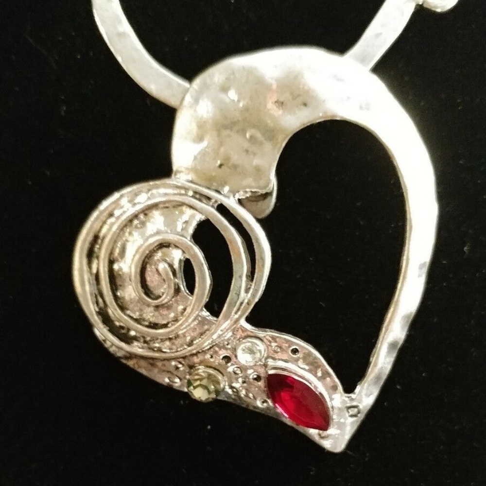 Hammered Stamped Metal Red Heart Magnetic Pendant